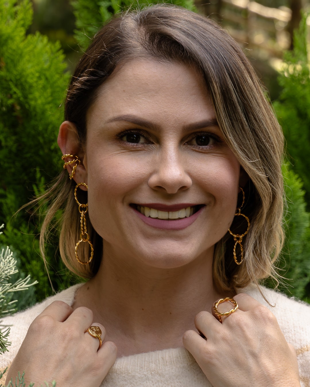 Aretes Aros Lazos Dorado