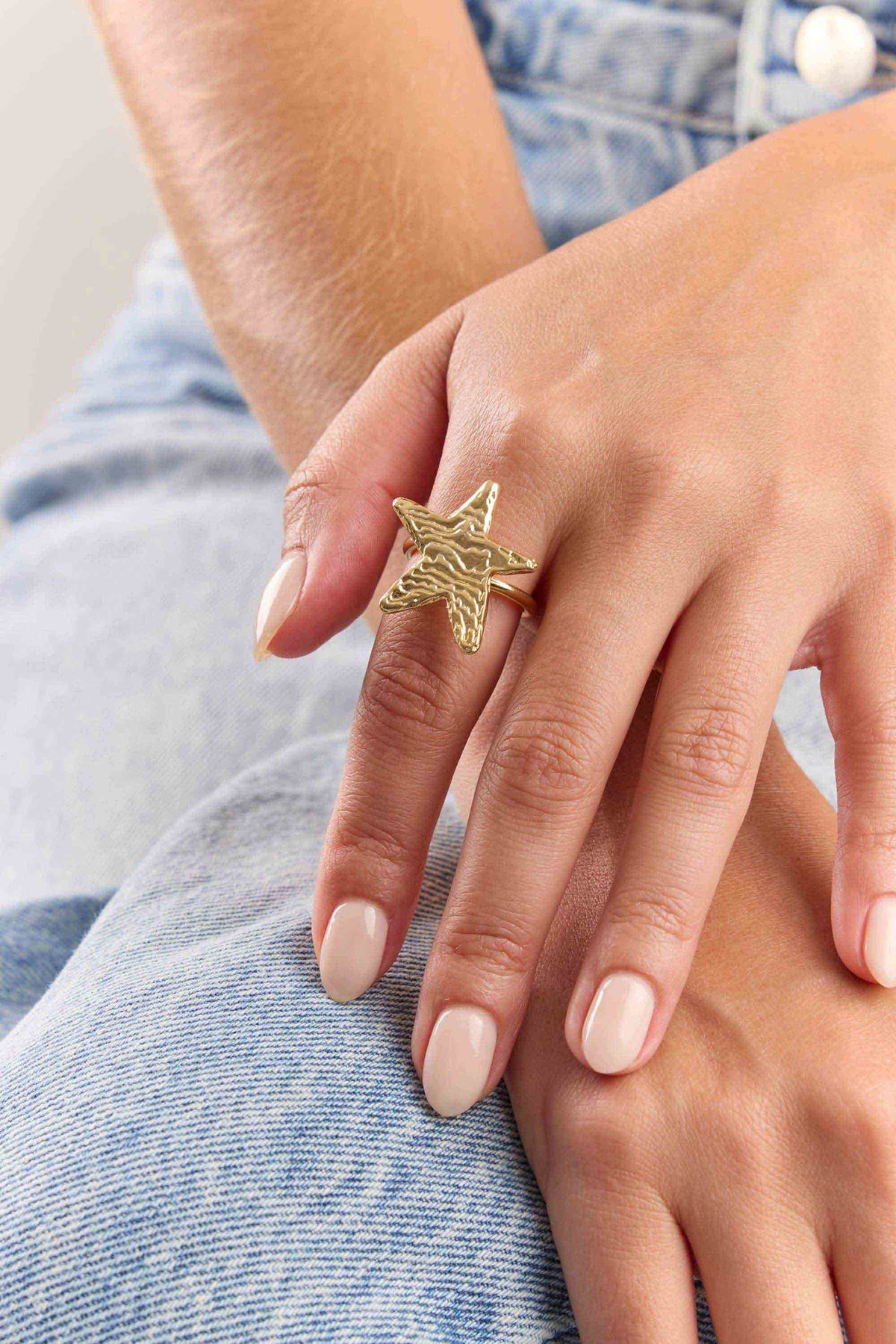 Anillo Estrella Arena Dorado