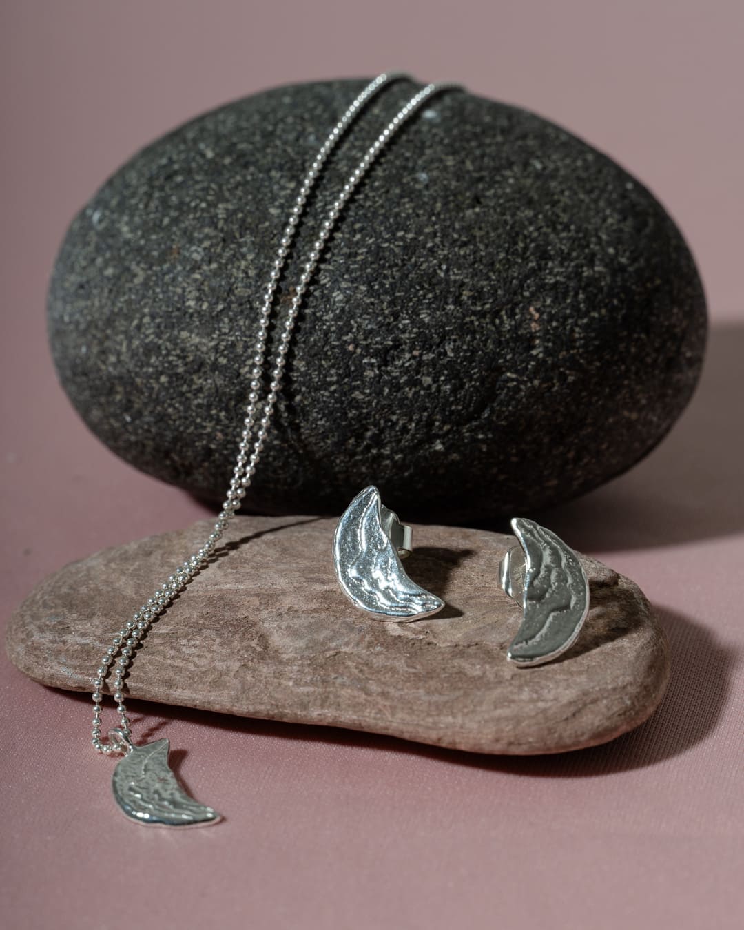 Aretes Luna Arena Plata