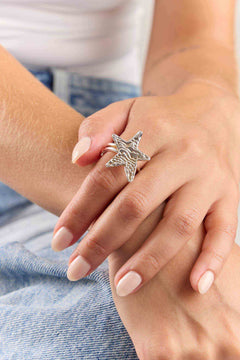 Anillo Estrella Arena Plata